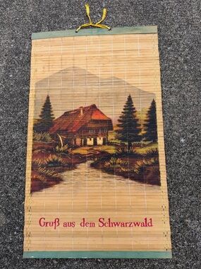 Old German Wall Hanging Art Scroll from Germany Gruss aus dem Schwarzwald